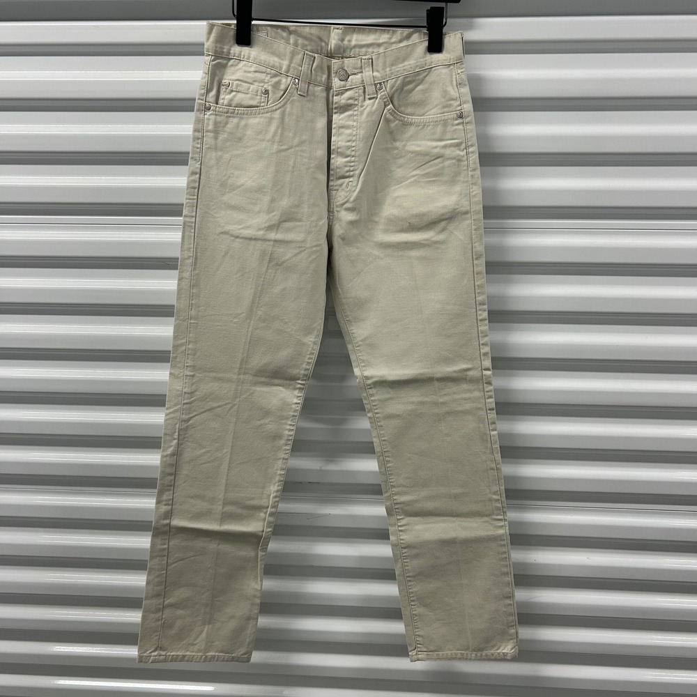 Lacoste Mens Beige Cotton Twill 5-Pocket Pants Button Fly Straight Leg Designer